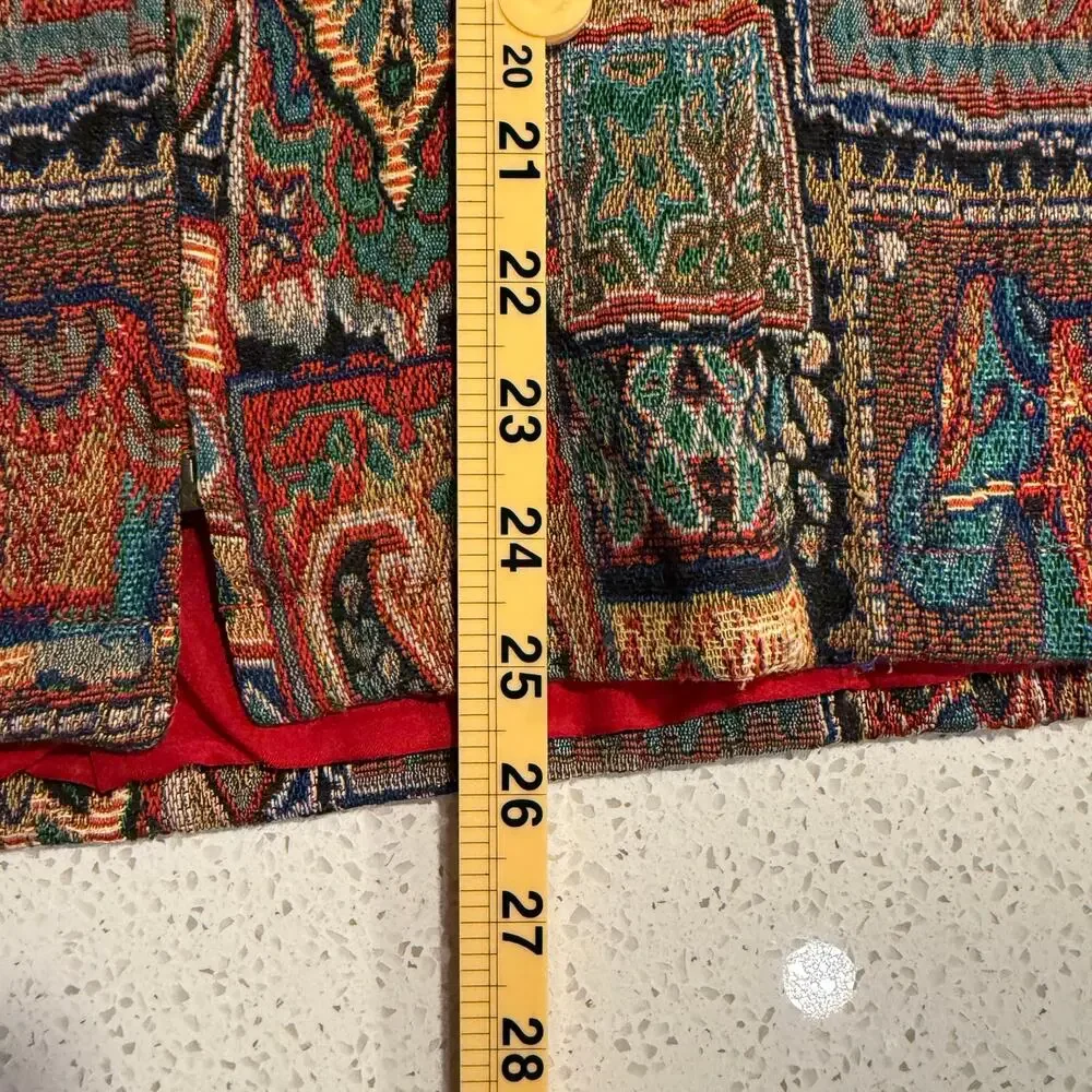 Coldwater Creek Tapestry Zip Vest 2X Elephant Tribal Boho Artsy Patchwork Cabin
